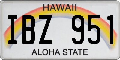 HI license plate IBZ951