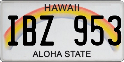 HI license plate IBZ953