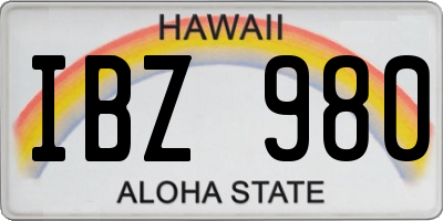 HI license plate IBZ980