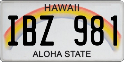 HI license plate IBZ981