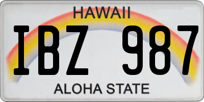 HI license plate IBZ987