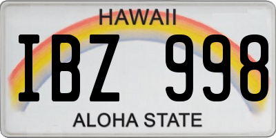HI license plate IBZ998