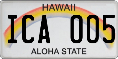 HI license plate ICA005