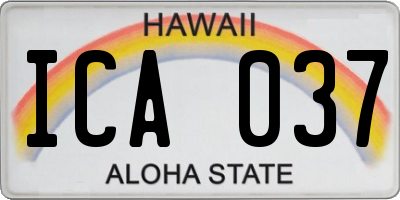 HI license plate ICA037