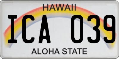 HI license plate ICA039