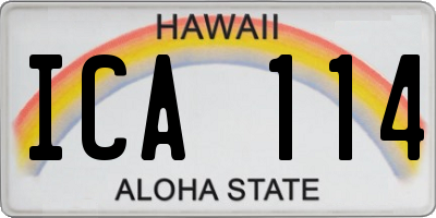 HI license plate ICA114