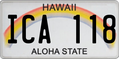 HI license plate ICA118