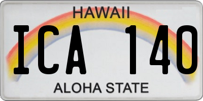 HI license plate ICA140