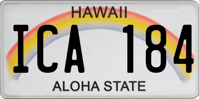 HI license plate ICA184