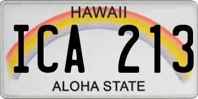 HI license plate ICA213
