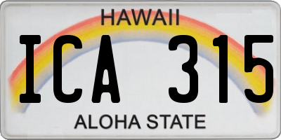 HI license plate ICA315