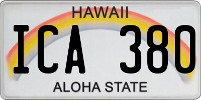 HI license plate ICA380