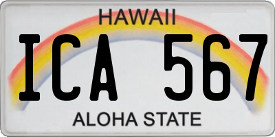 HI license plate ICA567