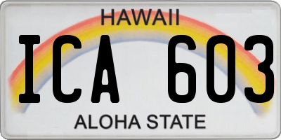 HI license plate ICA603