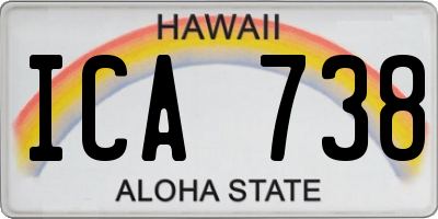 HI license plate ICA738