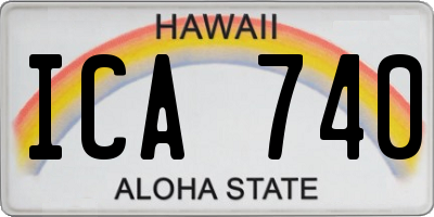 HI license plate ICA740