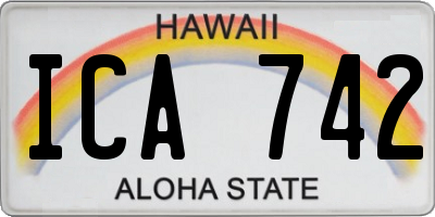 HI license plate ICA742