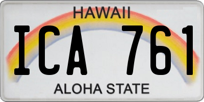 HI license plate ICA761