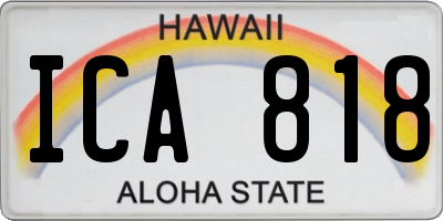 HI license plate ICA818