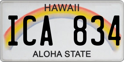 HI license plate ICA834
