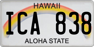 HI license plate ICA838