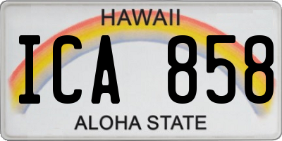 HI license plate ICA858