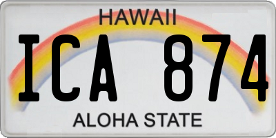 HI license plate ICA874