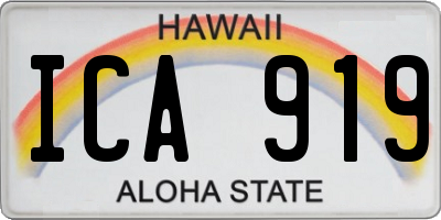 HI license plate ICA919