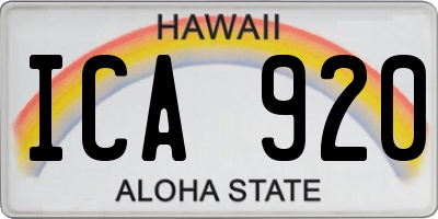 HI license plate ICA920