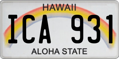 HI license plate ICA931
