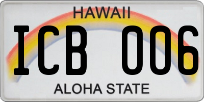HI license plate ICB006