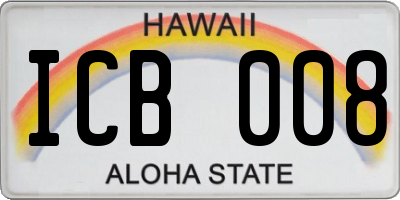 HI license plate ICB008