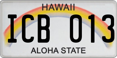HI license plate ICB013