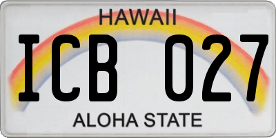 HI license plate ICB027