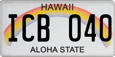 HI license plate ICB040