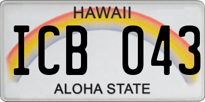 HI license plate ICB043