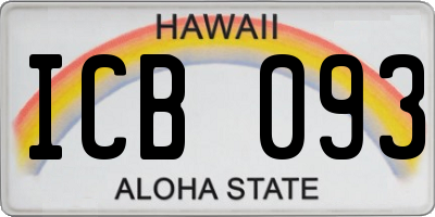 HI license plate ICB093