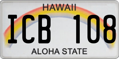 HI license plate ICB108