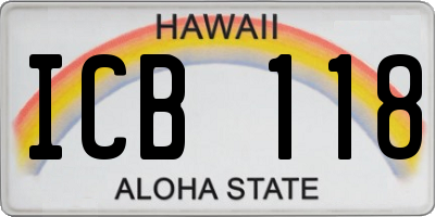 HI license plate ICB118