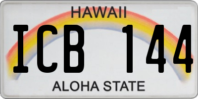HI license plate ICB144