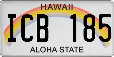 HI license plate ICB185
