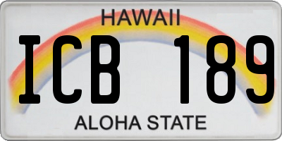 HI license plate ICB189