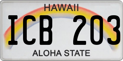 HI license plate ICB203
