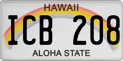 HI license plate ICB208