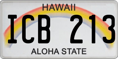 HI license plate ICB213