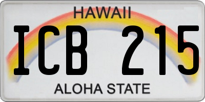 HI license plate ICB215