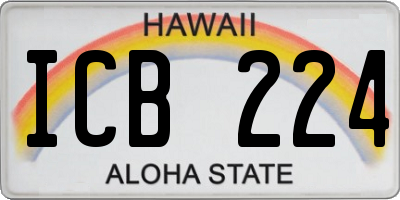 HI license plate ICB224