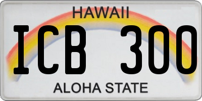HI license plate ICB300