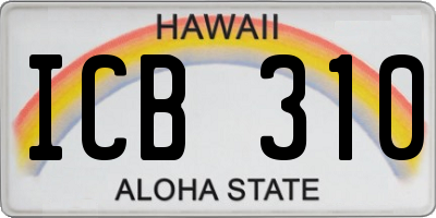 HI license plate ICB310