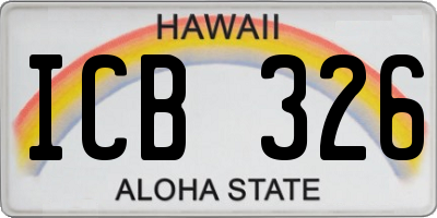 HI license plate ICB326